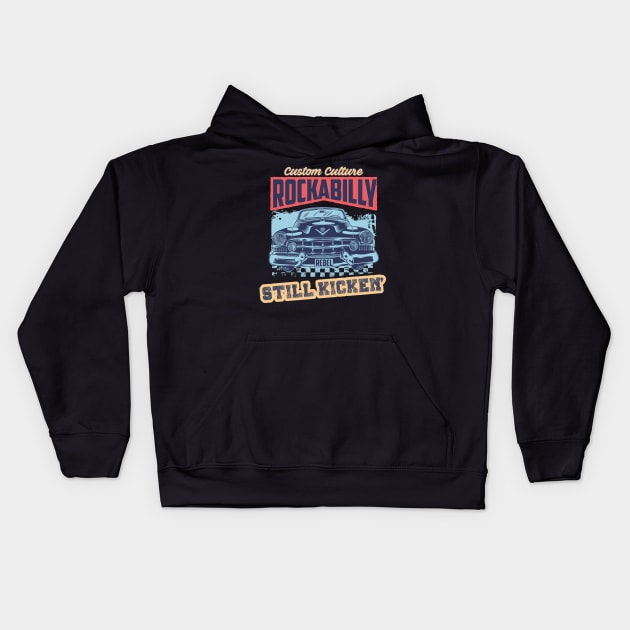 Rockabilly vintage car Kids Hoodie by Teefold